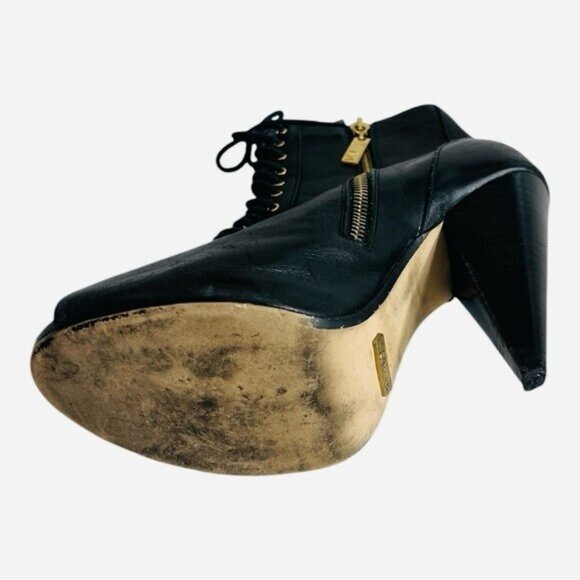 Matiko Black Leather Lace-Up Peep Toe Ankle Boots Women’s Size 8 - Picture 6 of 8